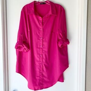 SHEIN Essnce Plus Solid Button Front Shirt